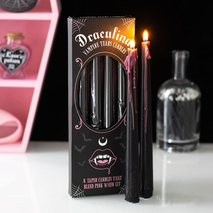 Set of 4 Gothic Pink Vampire Tears Bleeding Candles