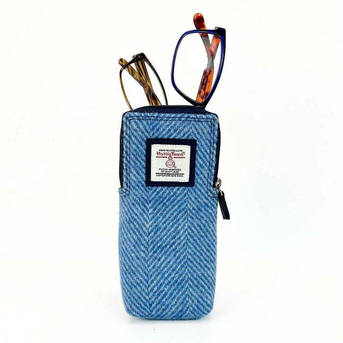 Sky Blue Harris Tweed Double Glasses Holder