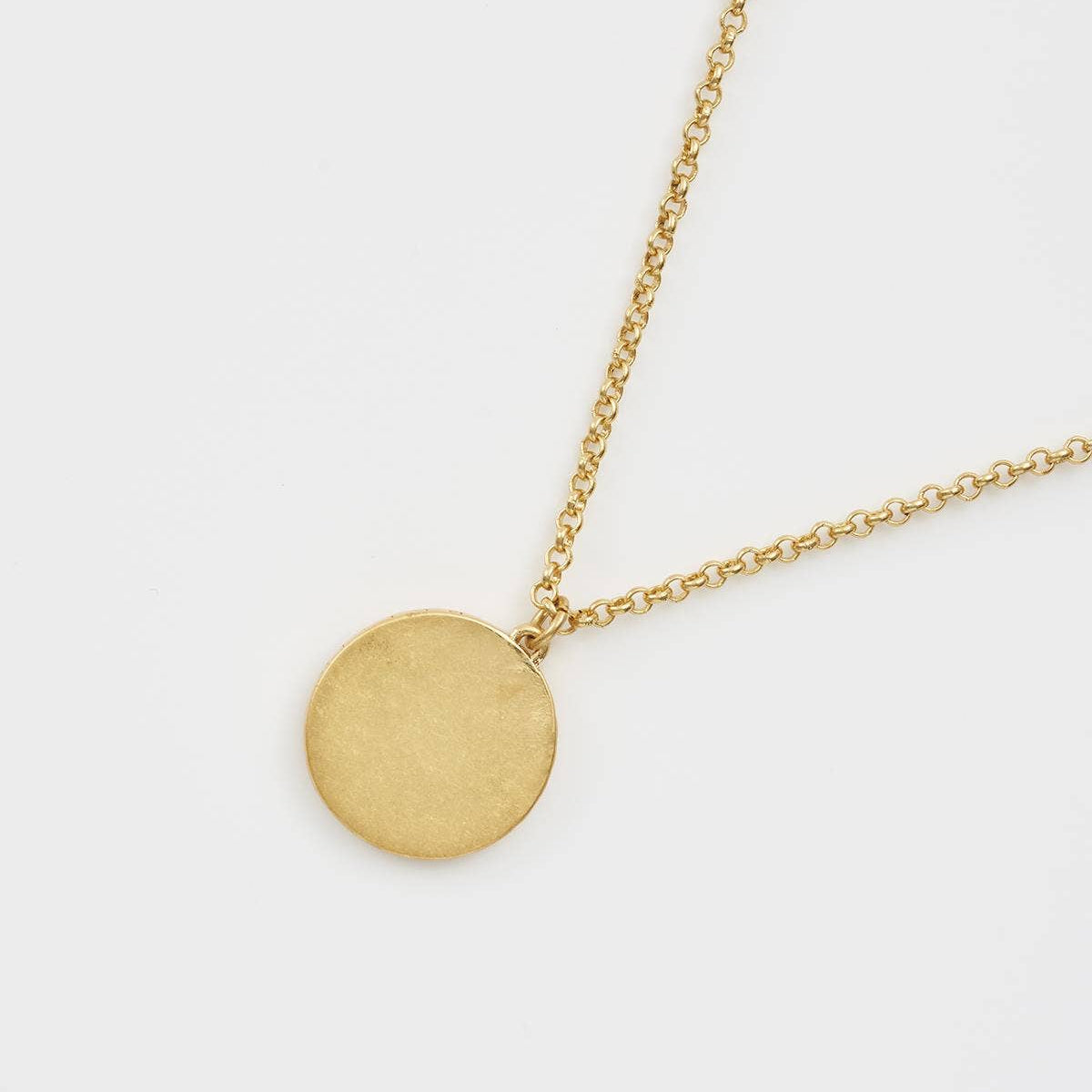 Reverse side of gold-plated Snake Spirit Guide Necklace showing smooth brushed pendant back.