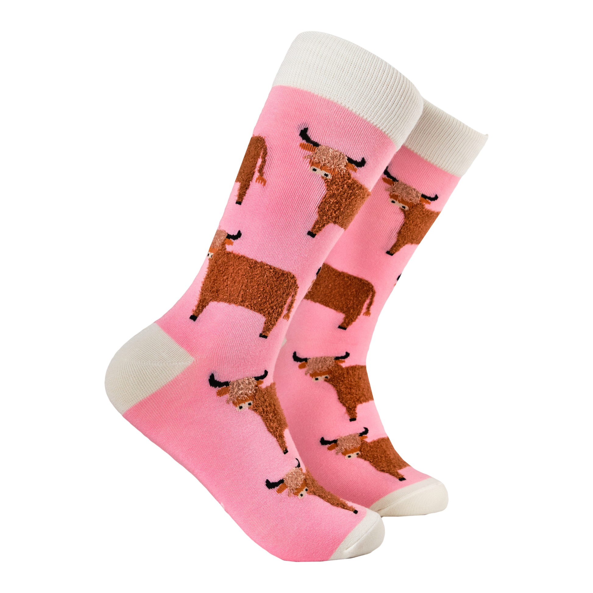 Fluffy Wee Hairy Coo Socks dusky pink pair on light grey background