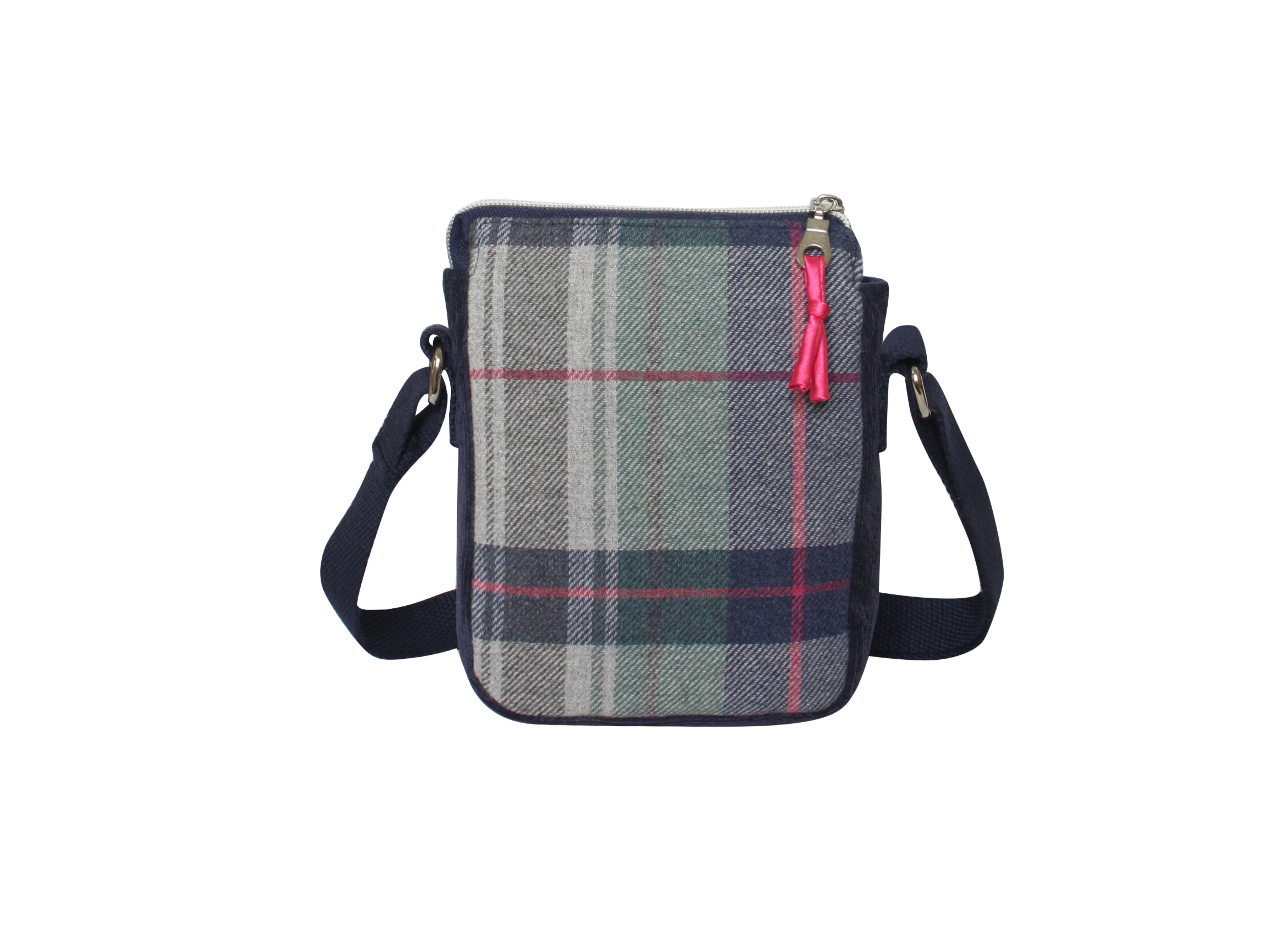 Drem Tweed Phone Crossbody Pouch back view with zip pocket