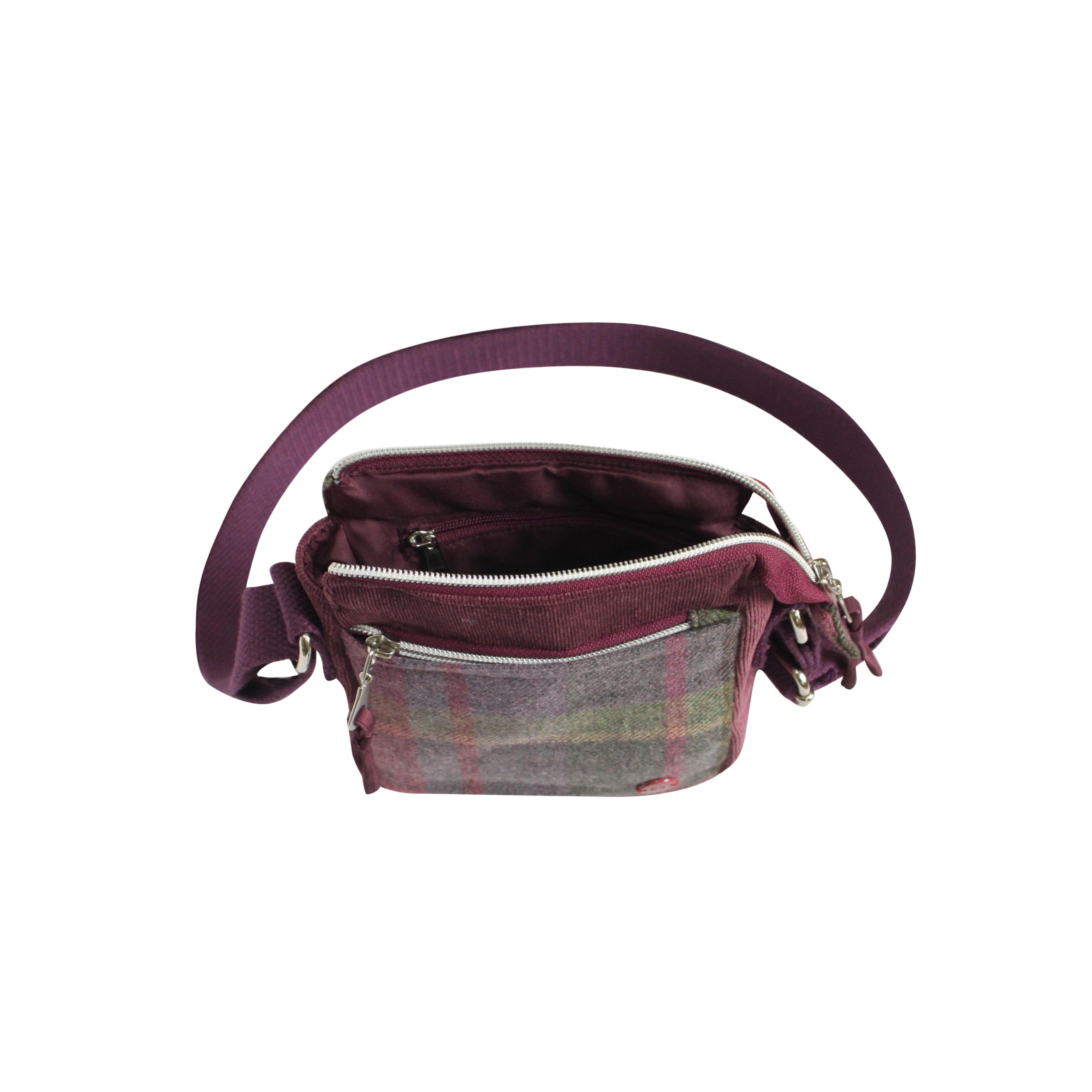 Gullane Tweed Phone Crossbody Pouch interior showing recycled lining