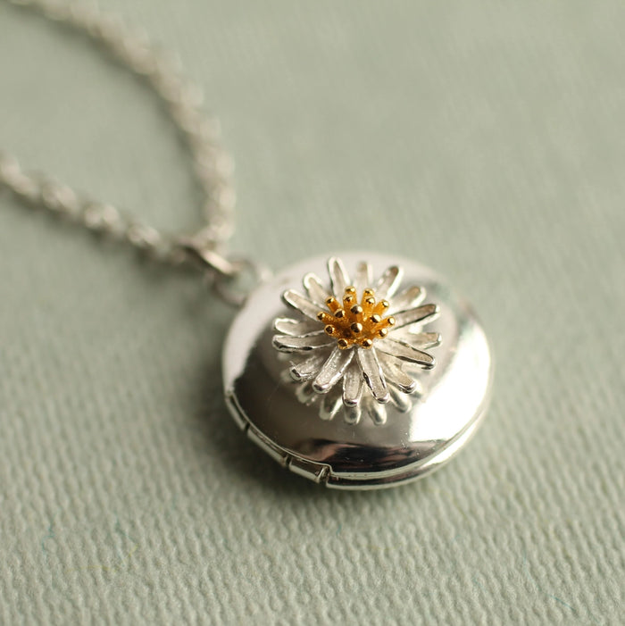 Tiny Silver Daisy Locket