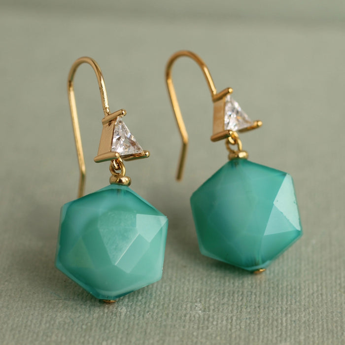 Turquoise Hexagon Jewel Earrings