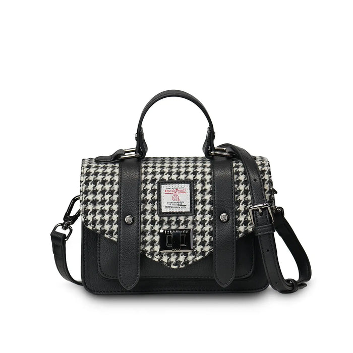 Black & White Dogtooth Mini Satchel with Harris Tweed®