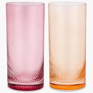 Pastel pink and peach twist highball tumblers set of two.