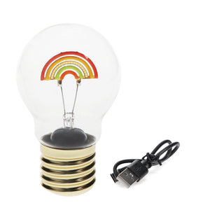 USB Rechargeable Rainbow Light Bulb Lamp with included USB-C charging cable.