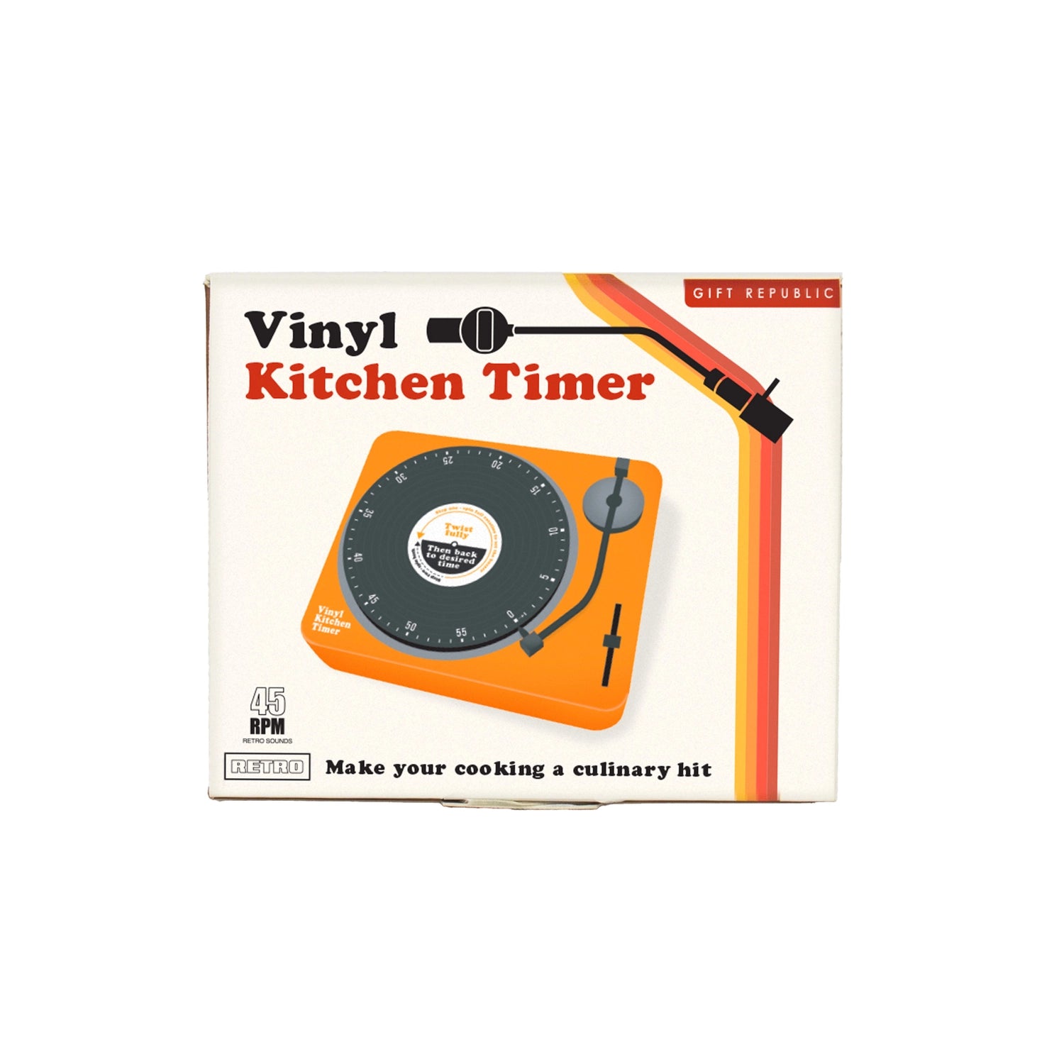 Vinyl Kitchen Timer gift box showing retro record player design.