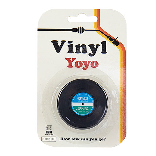 Vinyl Yoyo in retro packaging with record-inspired design.