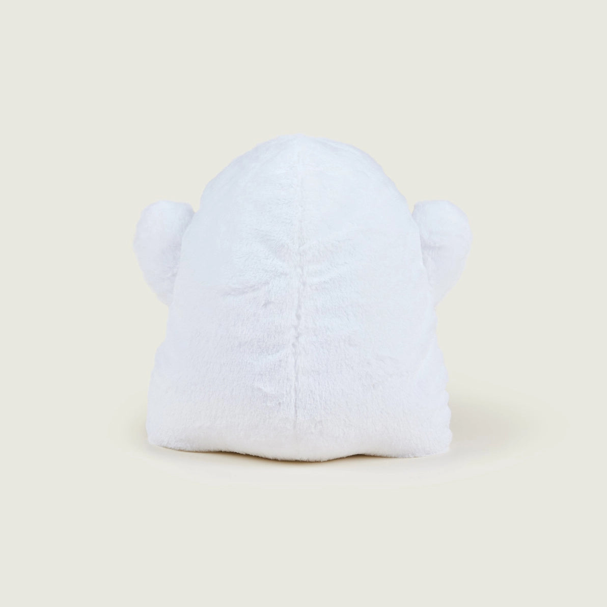 Back view of Warmies Ghost cuddly toy showing smooth white fabric.