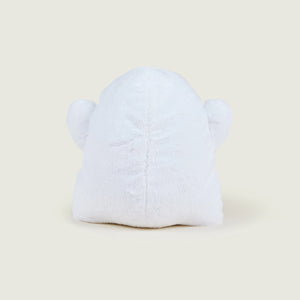 Back view of Warmies Ghost cuddly toy showing smooth white fabric.