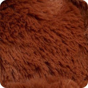 Close-up of Warmies Junior Highland Cow face with fluffy fringe.