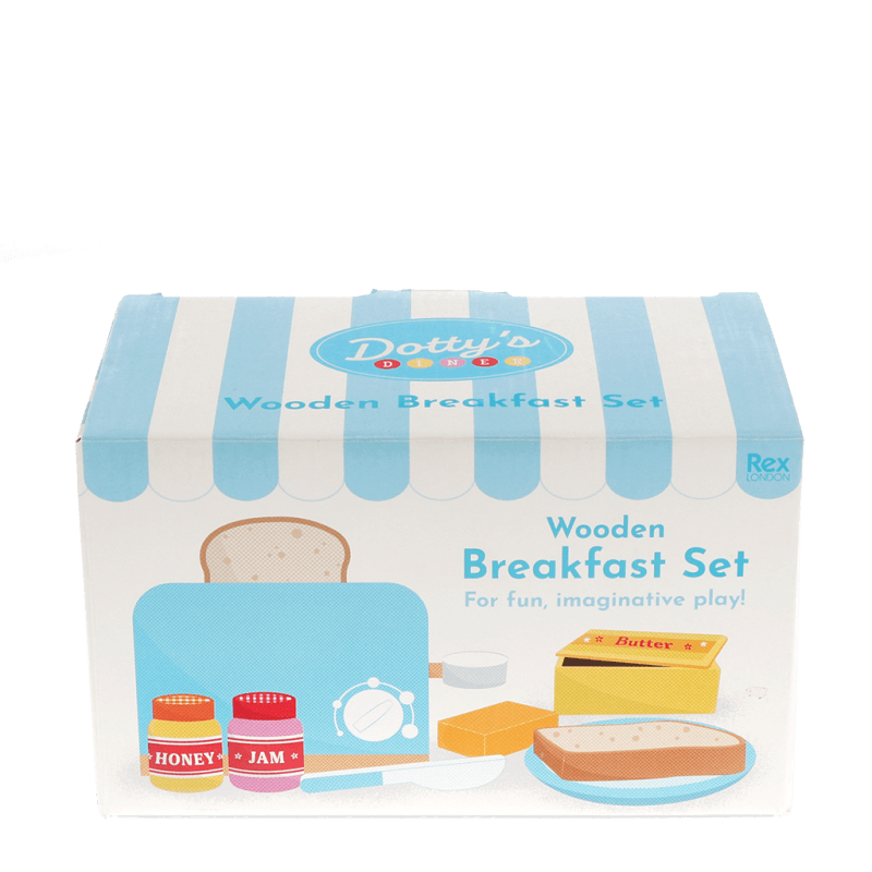 Wooden Breakfast Set retail packaging box front view