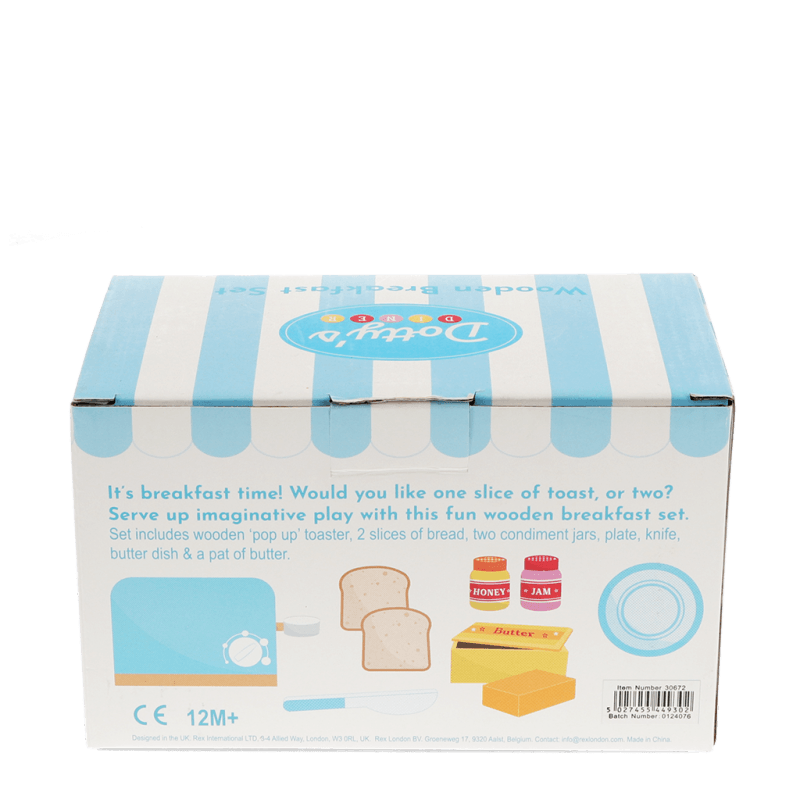 Wooden Breakfast Set packaging box back with product details