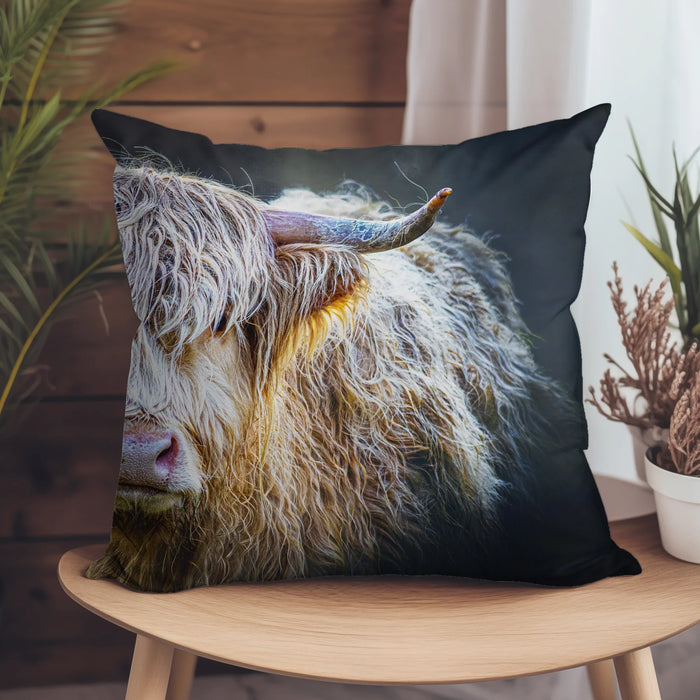 Peekaboo Highland Cow Suede Cushion