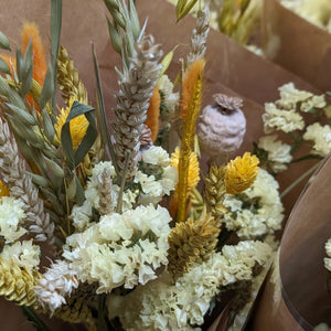 Close-up highlighting detailed textures of dried blooms.