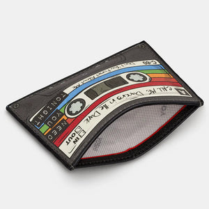 Top Slip Pocket View: A close-up of the cardholder’s top slip pocket, showcasing the spacious interior lined with protective RFID-blocking fabric.