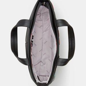 Top-down view of the Yoshi Be Kind Rewind bag, displaying the spacious interior with a patterned lining and multiple pockets.