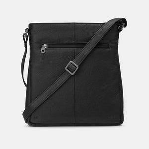 Back of the Yoshi Be Kind Rewind Bryant Leather Cross Body Bag, featuring a zip pocket for extra storage.