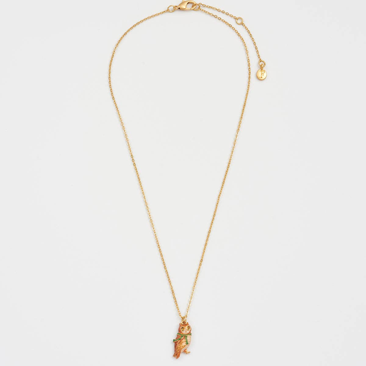 Cosy Owl Gold Chain Necklace back view of pendant showing gold finish