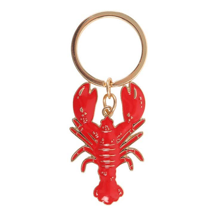 Side view of nautical red lobster enamel keyring