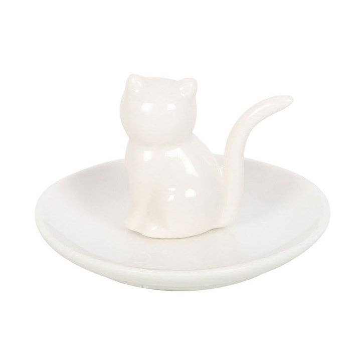 Back view showing raised tail detail on cat trinket dish