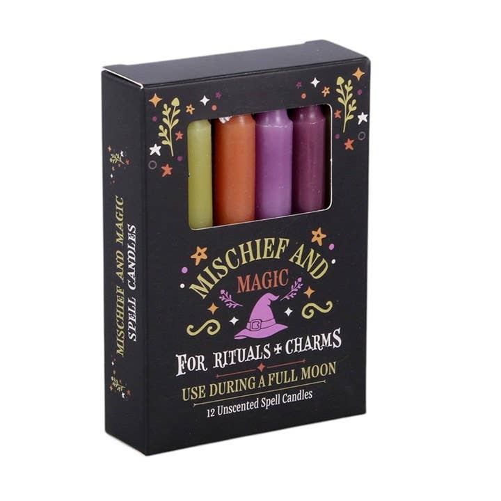 Pack of 12 Mischief and Magic Halloween Spell Candles