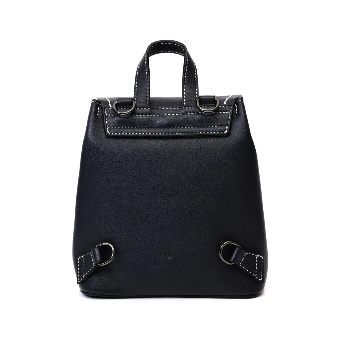 Rear view of Black Herringbone Mini Jura backpack with adjustable straps.