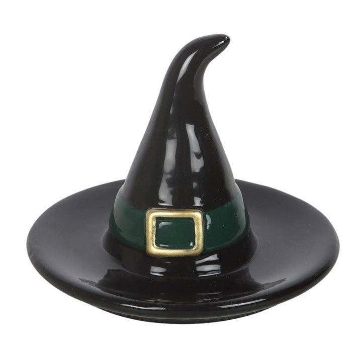 Black witch hat Halloween trinket dish, another angle