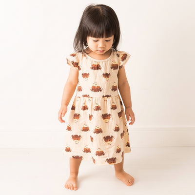 Summer Neutral Highland Cow Dress