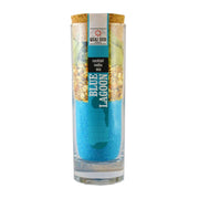 Blue Lagoon cocktail mix in glass bottle with cork stopper