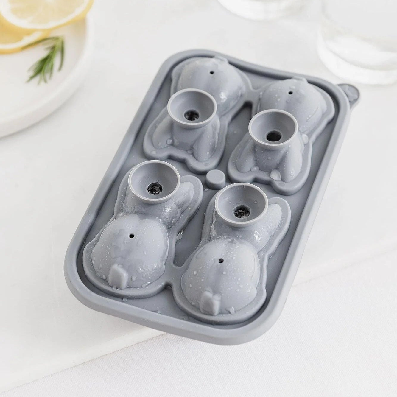 French bulldog ice tray with BPA-free silicone design