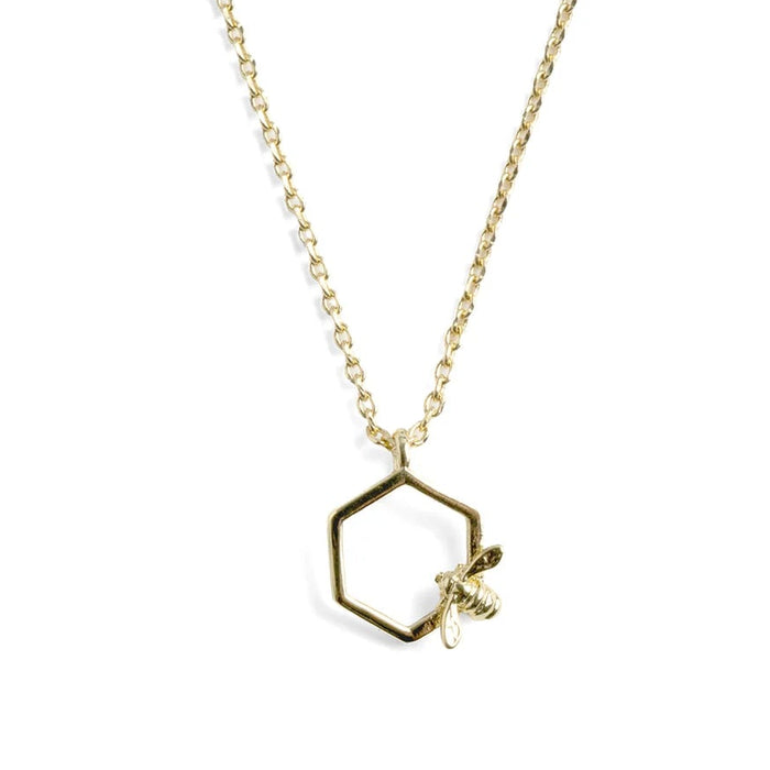 Bumble Bee Hex Pendant - Gold