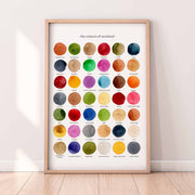 Colours of Scotland watercolour art print in wood frame against white wall