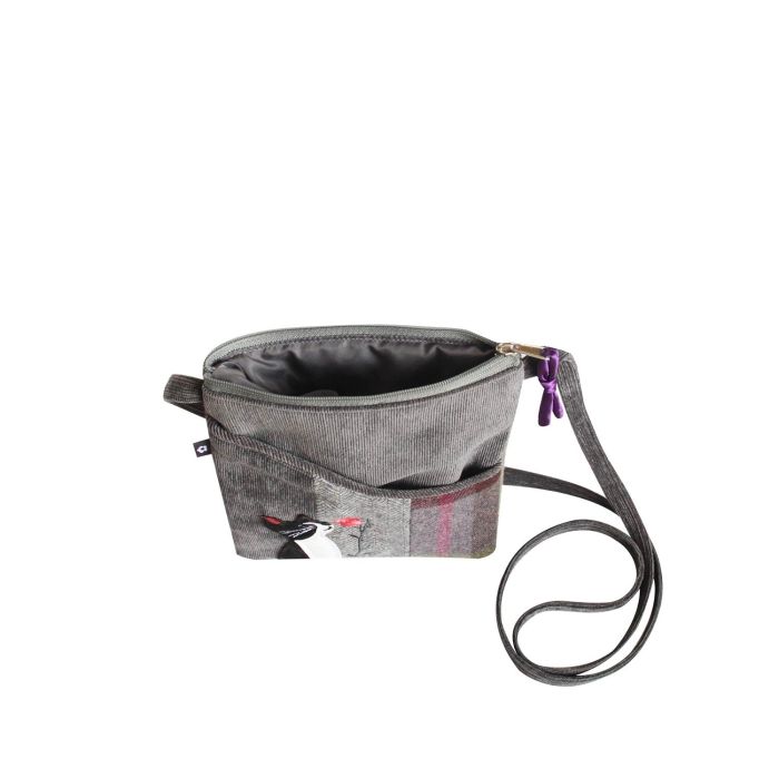 Cat and Flower Applique Sling Bag back view showing slip pocket