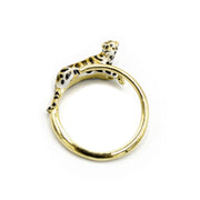 Clouded Leopard Open Ring by Bill Skinner featuring a gold-plated band with a hand-painted leopard design.