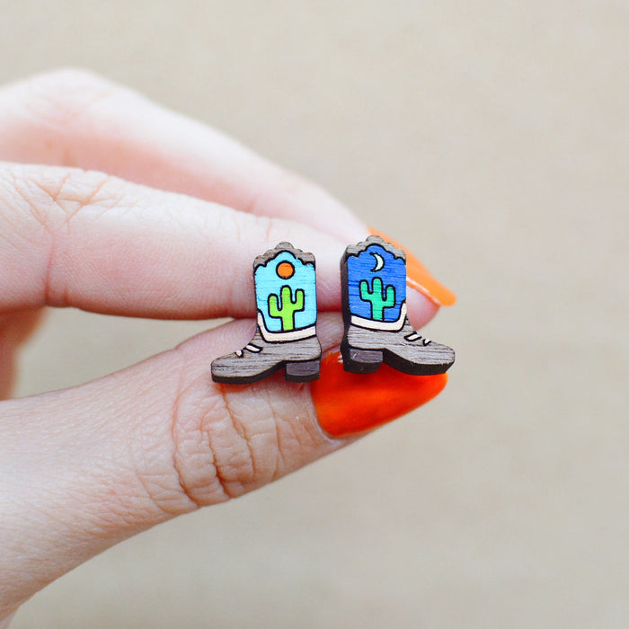 Cow Boy Boots Stud Earrings