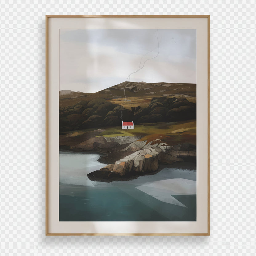 Croft Cottage Scottish Landscape Art Print