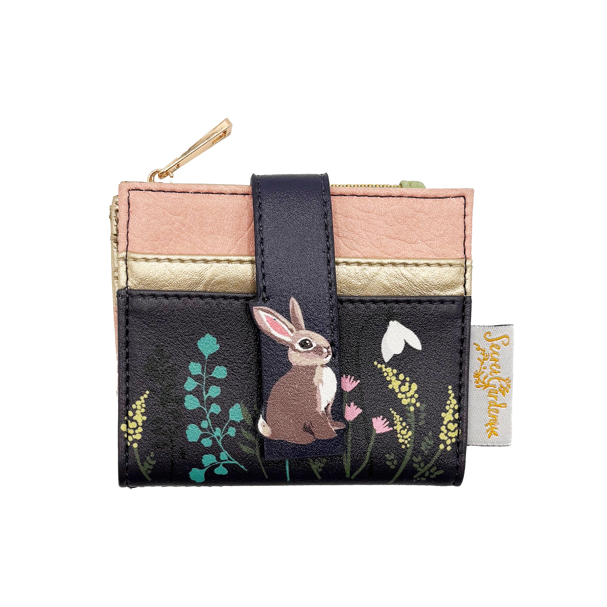 Secret Garden rabbit purse angled front view on white background