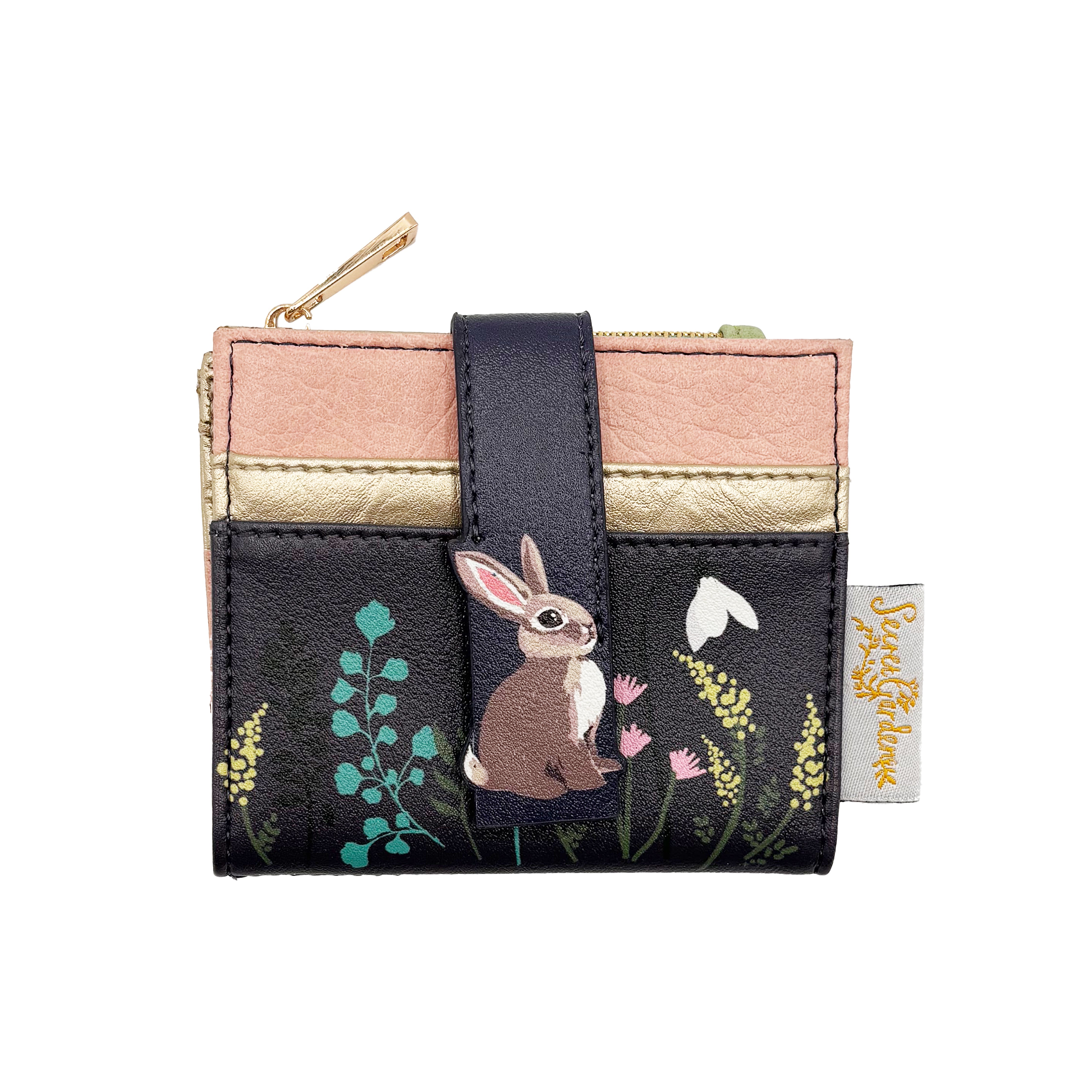 Secret Garden rabbit purse angled front view on white background