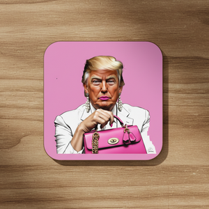 Donald Trump handbag illustration coaster in glossy square finish
