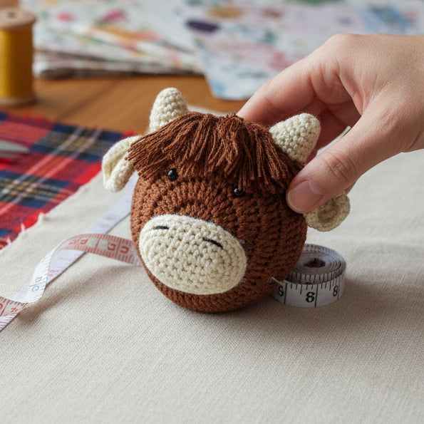 Cow Tape Measure crochet design with multiple animal tape measures collection