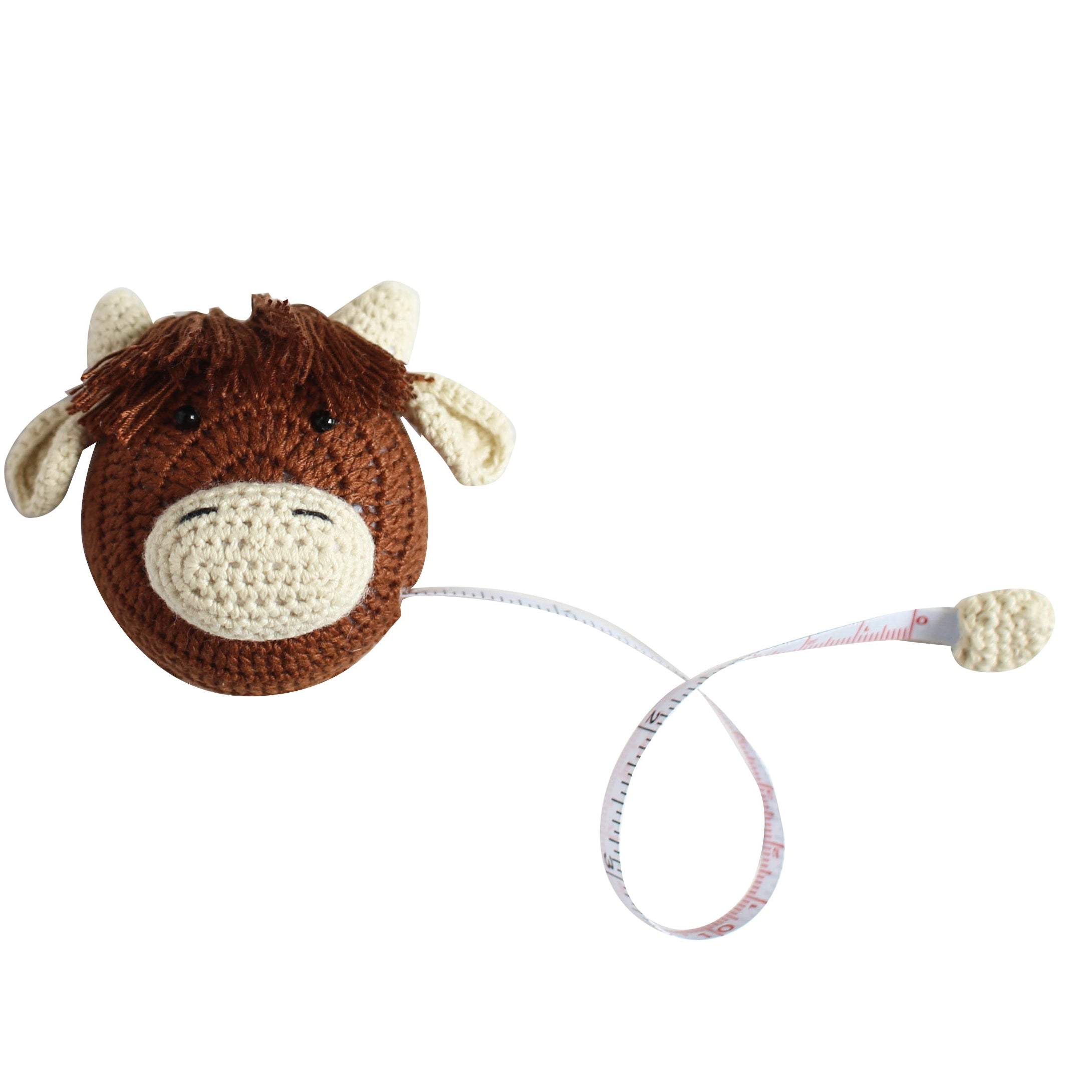 Cow Tape Measure novelty crochet design showing soft yarn details