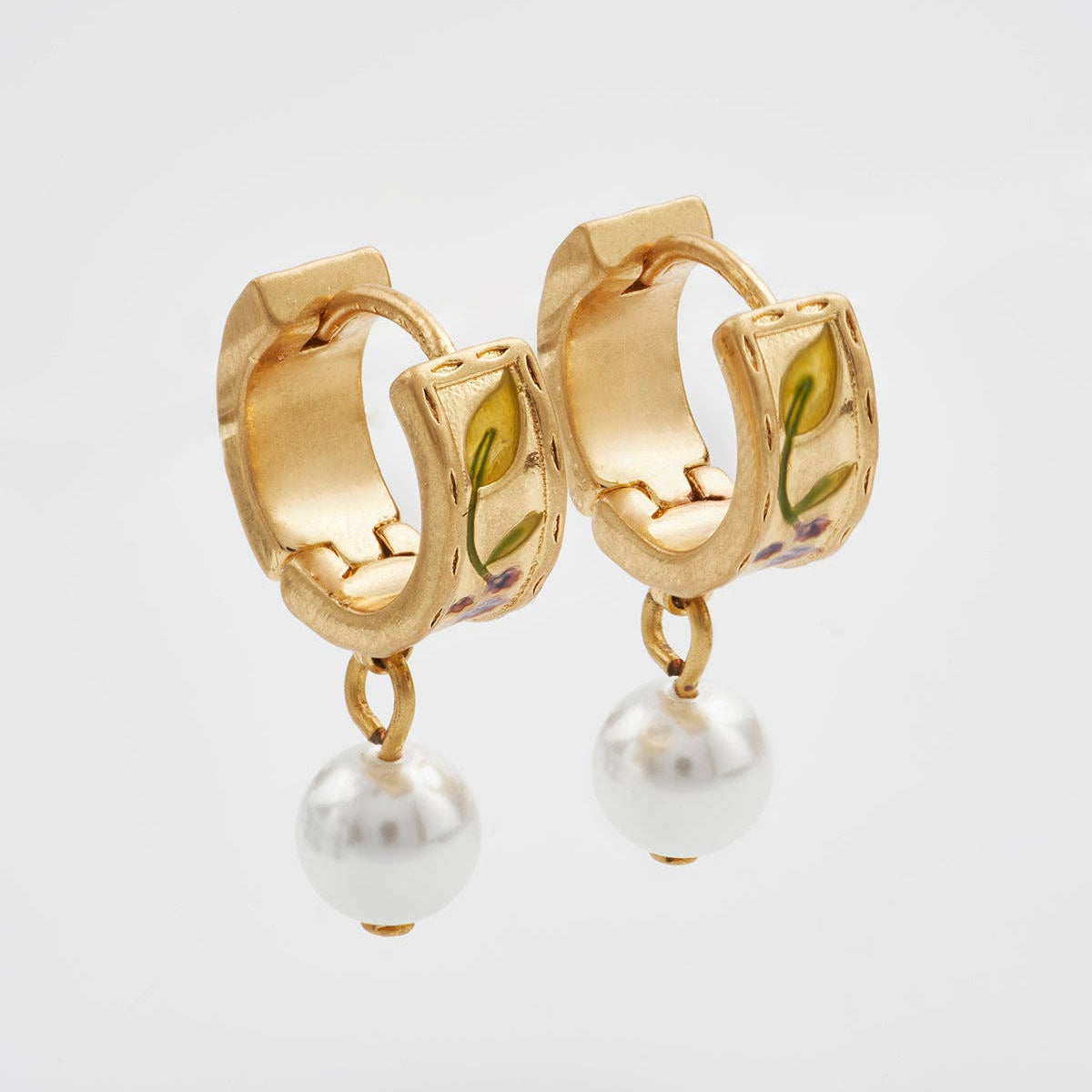 Blackberry Bramble earrings pair showing interior enamel detail on white background