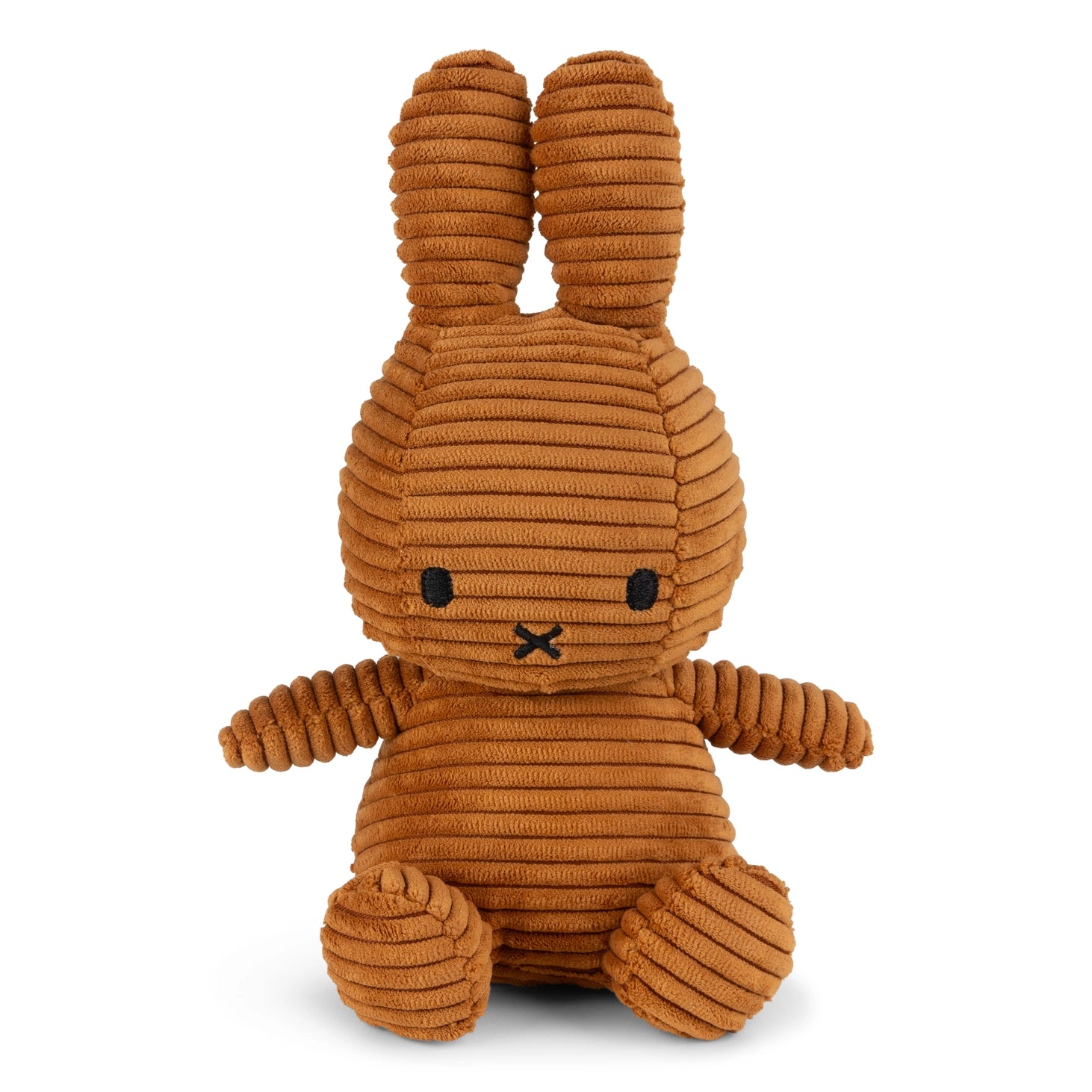 Miffy corduroy cinnamon eco plush toy front view on white background