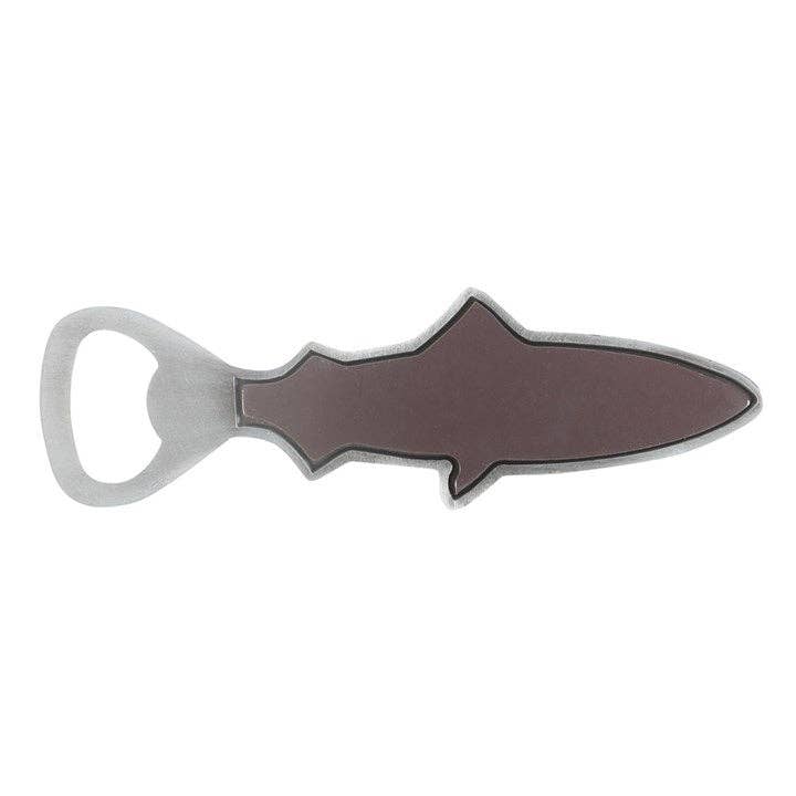 Fish bottle opener from above showing opener mechanism