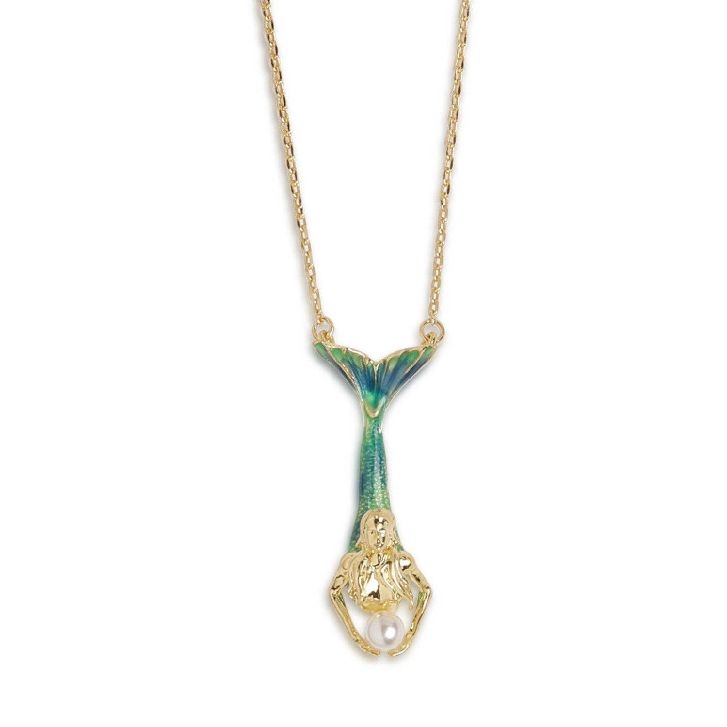 Close-up of Bill Skinner Mermaid Pendant featuring detailed mermaid tail design.