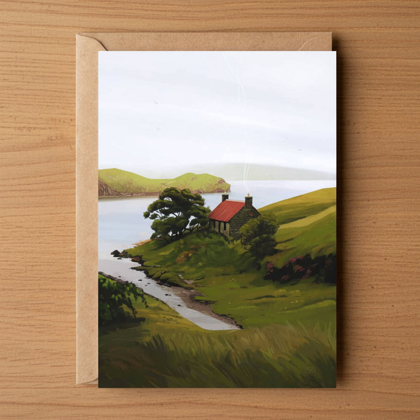 Harris Whispers, Cosy Cottage Greeting Card