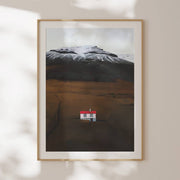 Icelandic Retreat landscape art print of a shelter in the wilderness