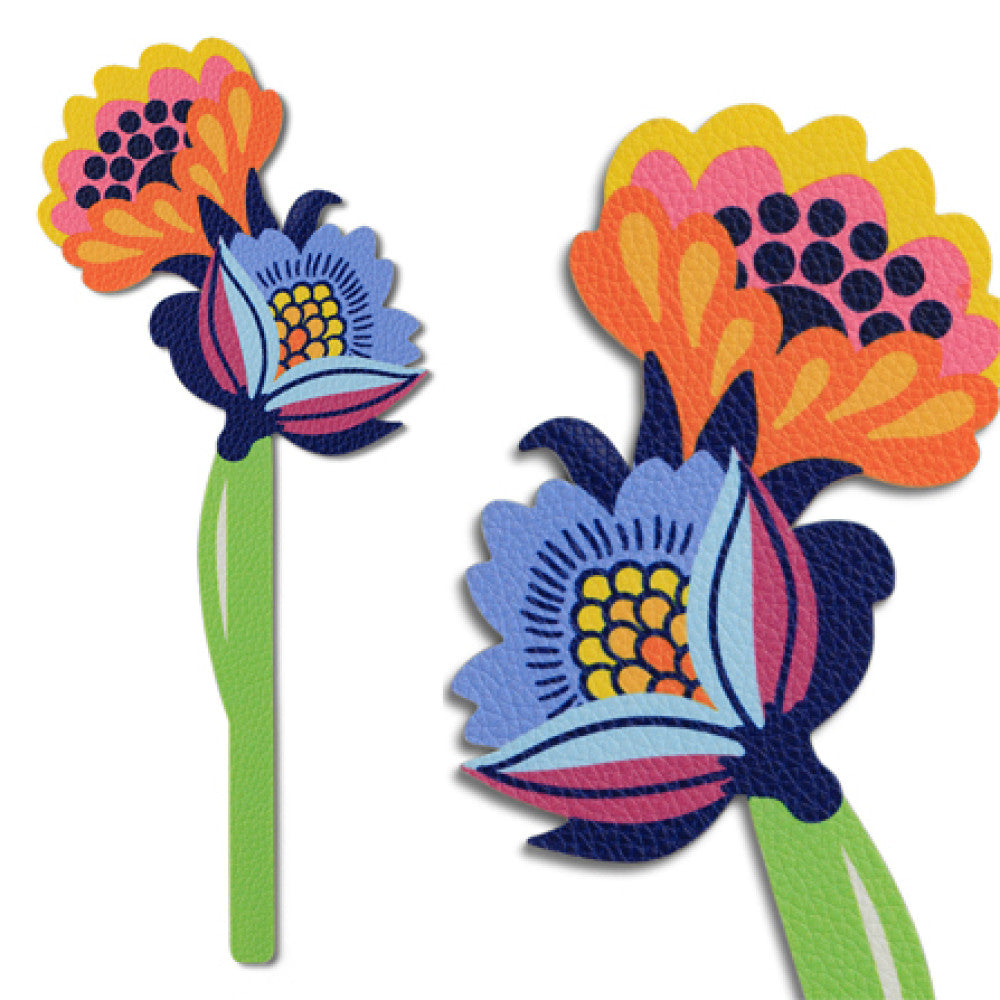 Folky flower bookmark front view and close-up on white background